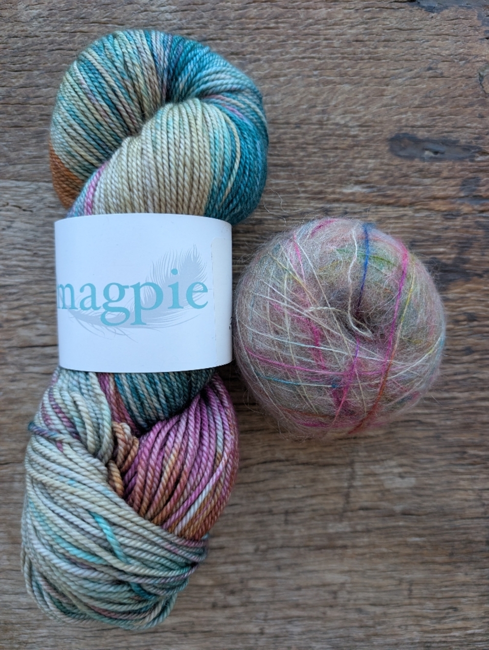 Magpie Swanky DK Yarn Rainbow Multicolor + Silk Movair